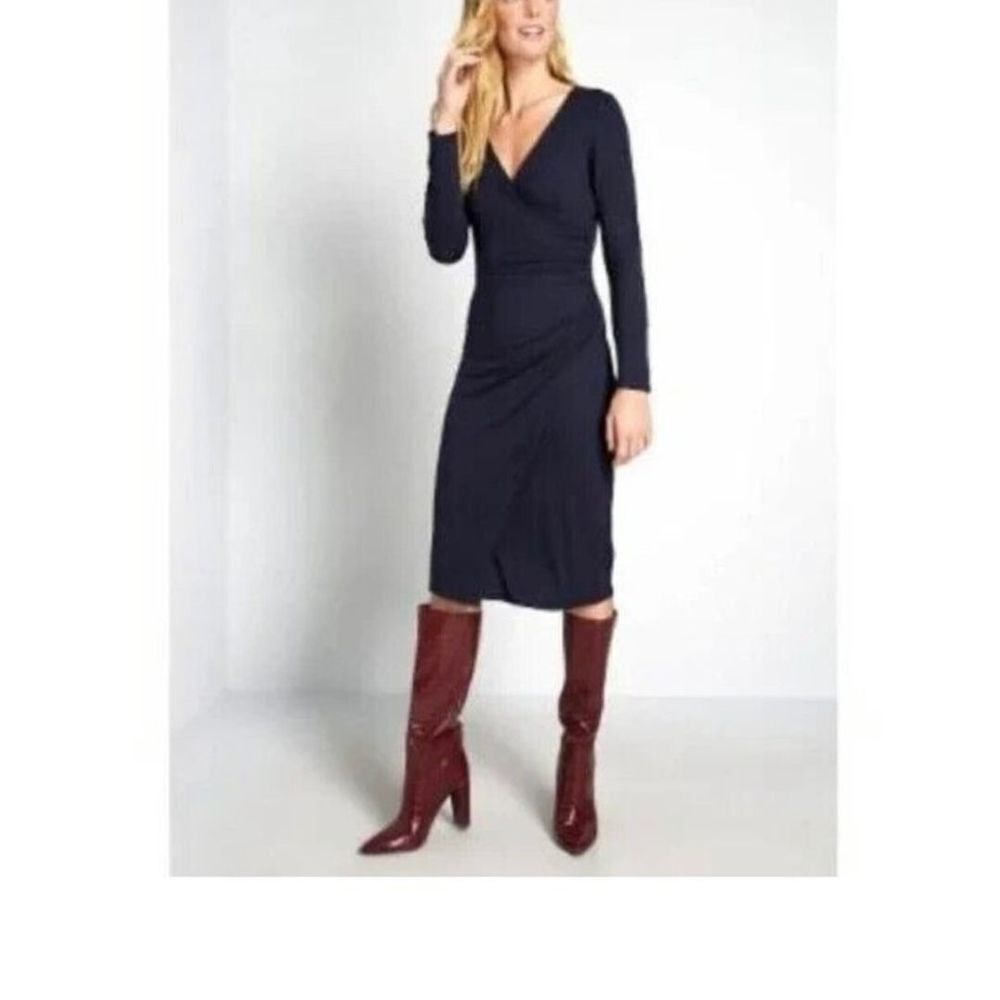 ModCloth on the town faux wrap midi dress in navy size‎ medium